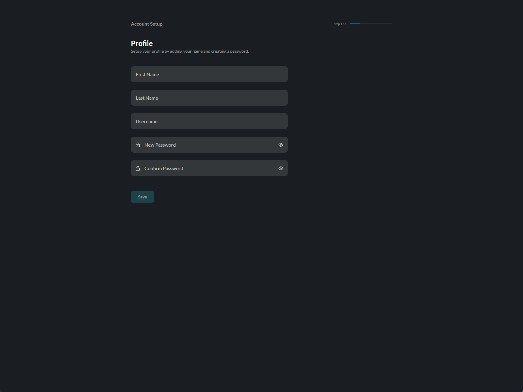 Profile Setup - Empty Form