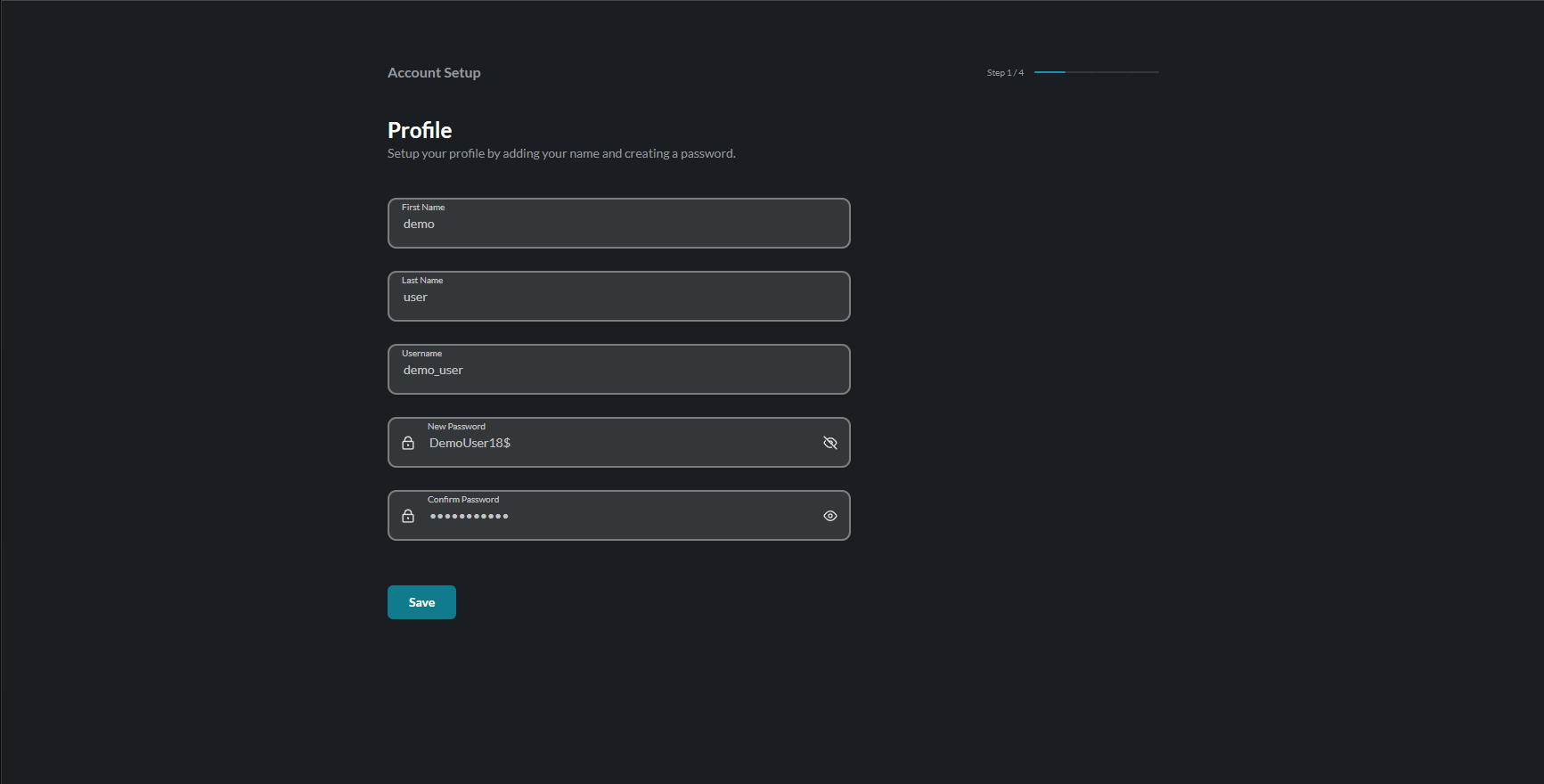 Profile Setup - Valid Form